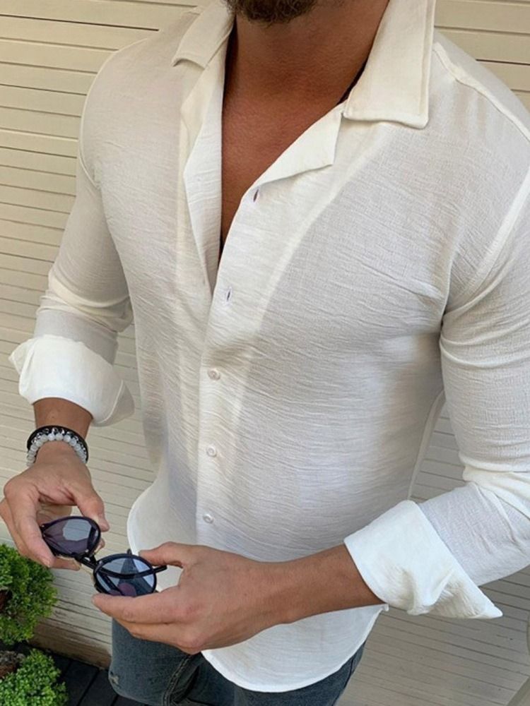 Chemise Simple Boutonnage Pour Hommes À Revers Unis