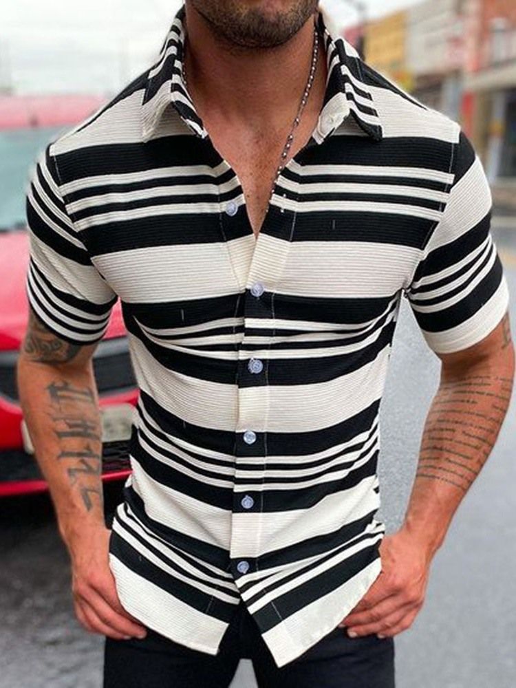 Chemise Simple Boutonnage À Rayures Pour Hommes