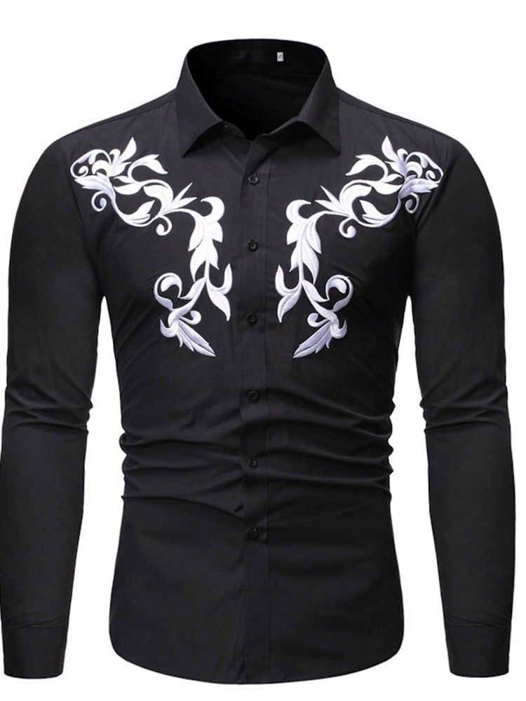 Chemise Slim À Boutonnage Simple Pour Hommes À Revers