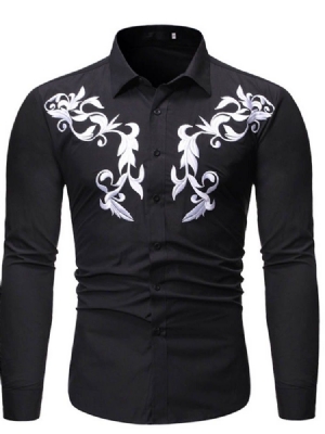 Chemise Slim À Boutonnage Simple Pour Hommes À Revers