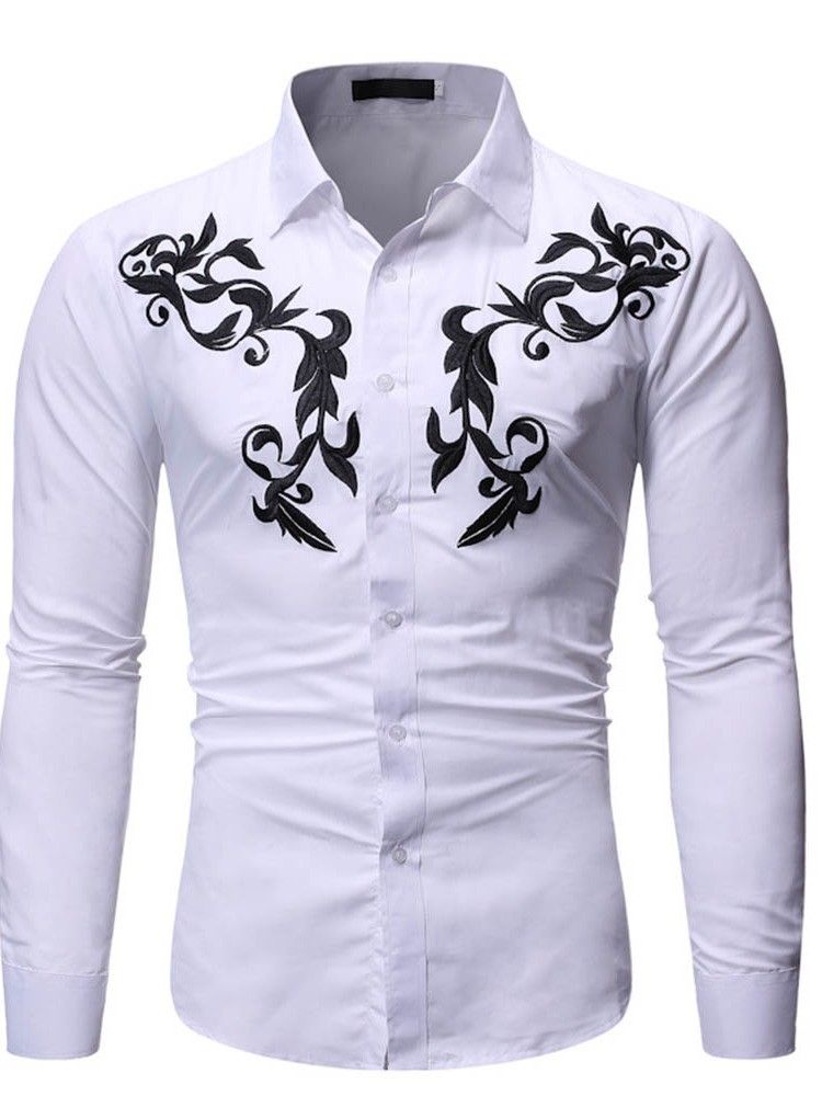 Chemise Slim À Boutonnage Simple Pour Hommes À Revers