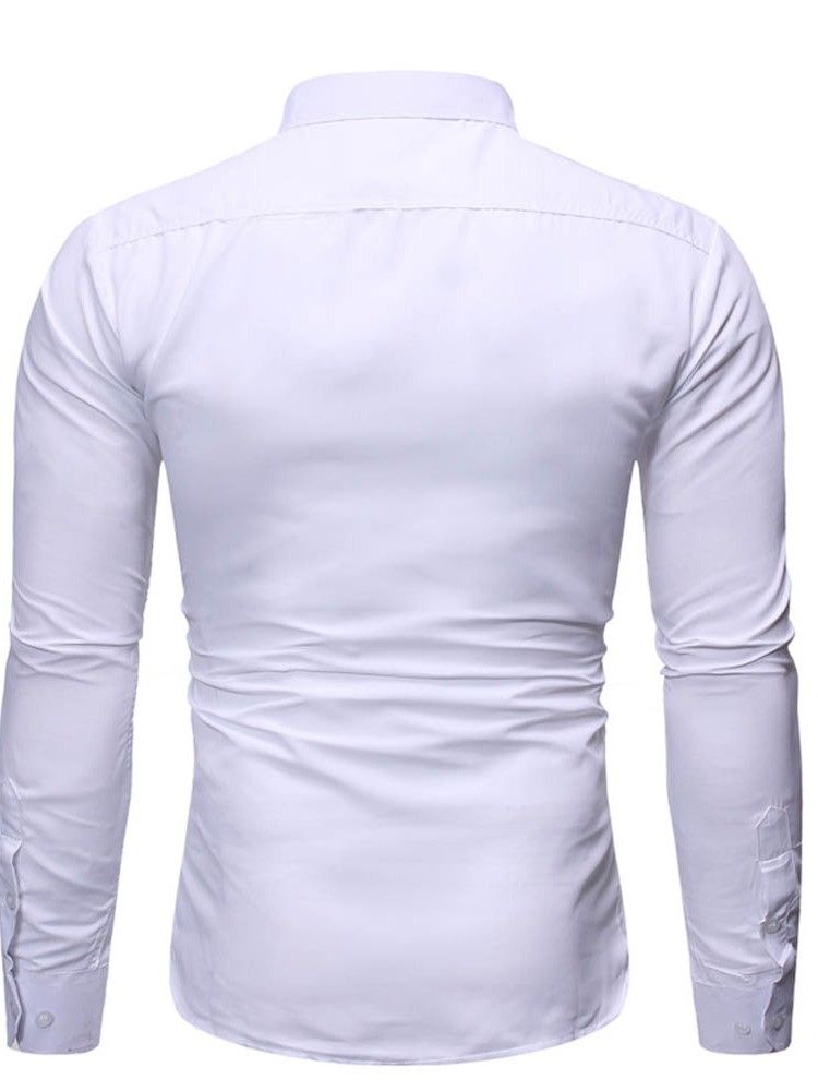 Chemise Slim À Boutonnage Simple Pour Hommes À Revers