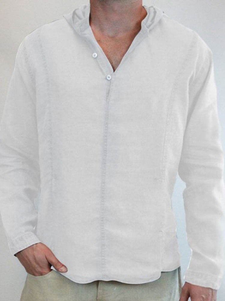 Chemise Slim À Capuche Unie Pour Hommes