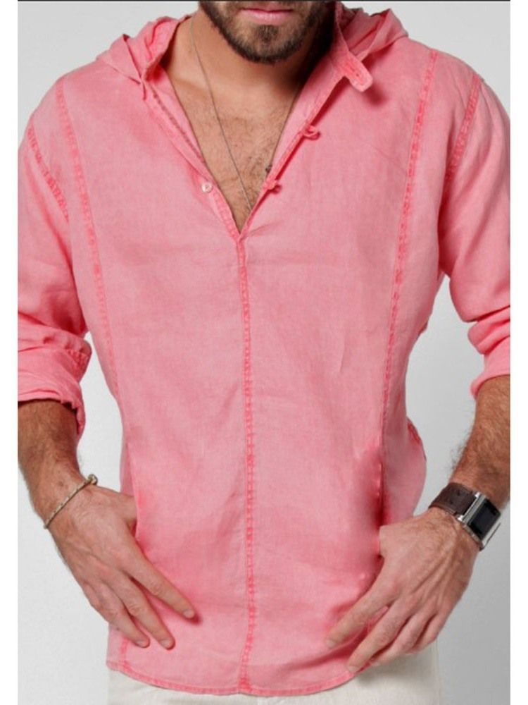 Chemise Slim À Capuche Unie Pour Hommes