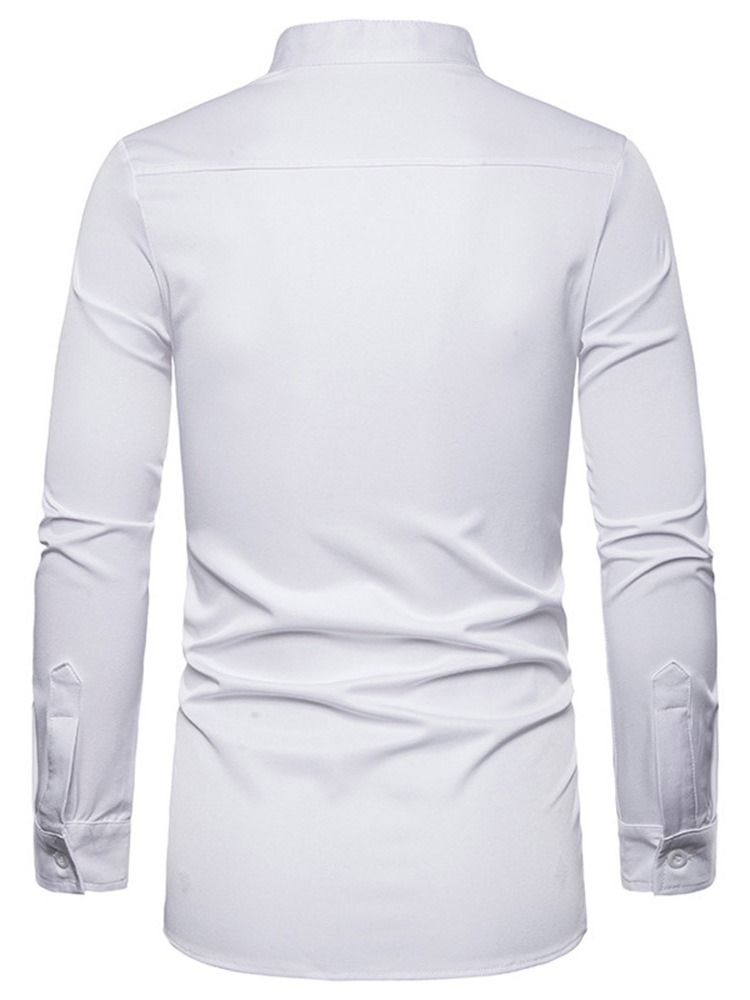 Chemise Slim Décontractée À Col Montant Géométrique Pour Hommes