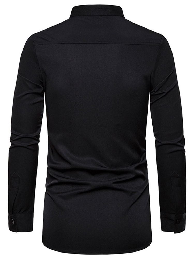 Chemise Slim Décontractée À Col Montant Géométrique Pour Hommes