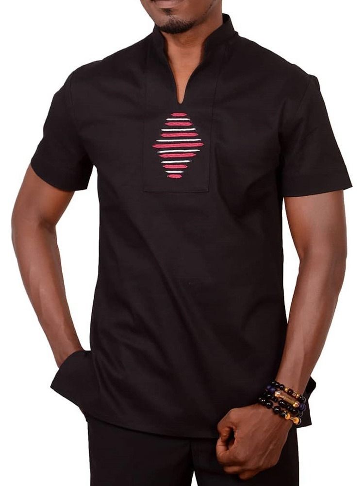 Chemise Slim Décontractée À Col En V Pour Hommes