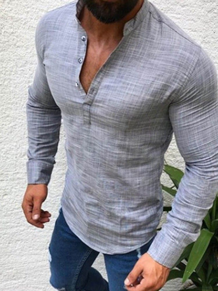 Chemise Slim Décontractée À Manches Longues Pour Hommes