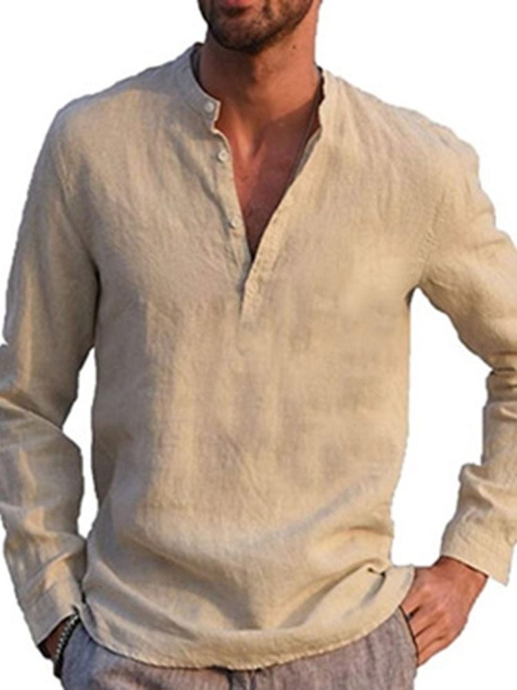 Chemise Slim Pour Hommes Avec Bouton Européen Et Col Montant