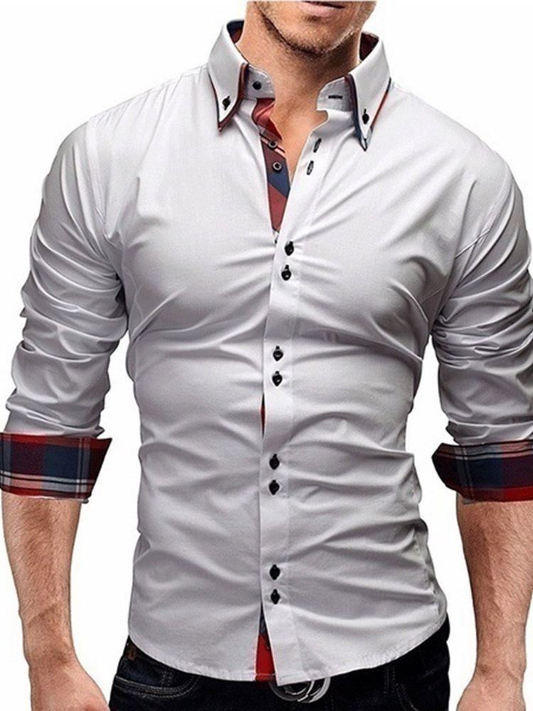 Chemise Slim Pour Hommes Avec Bouton À Revers Et Imprimé À Carreaux