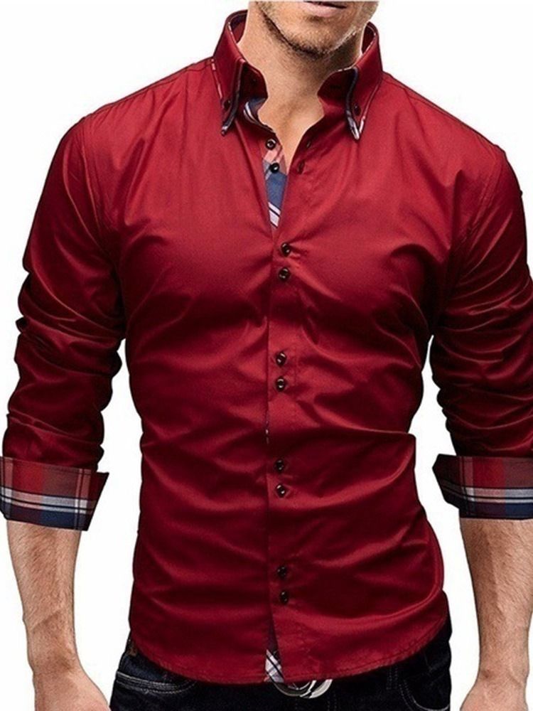 Chemise Slim Pour Hommes Avec Bouton À Revers Et Imprimé À Carreaux