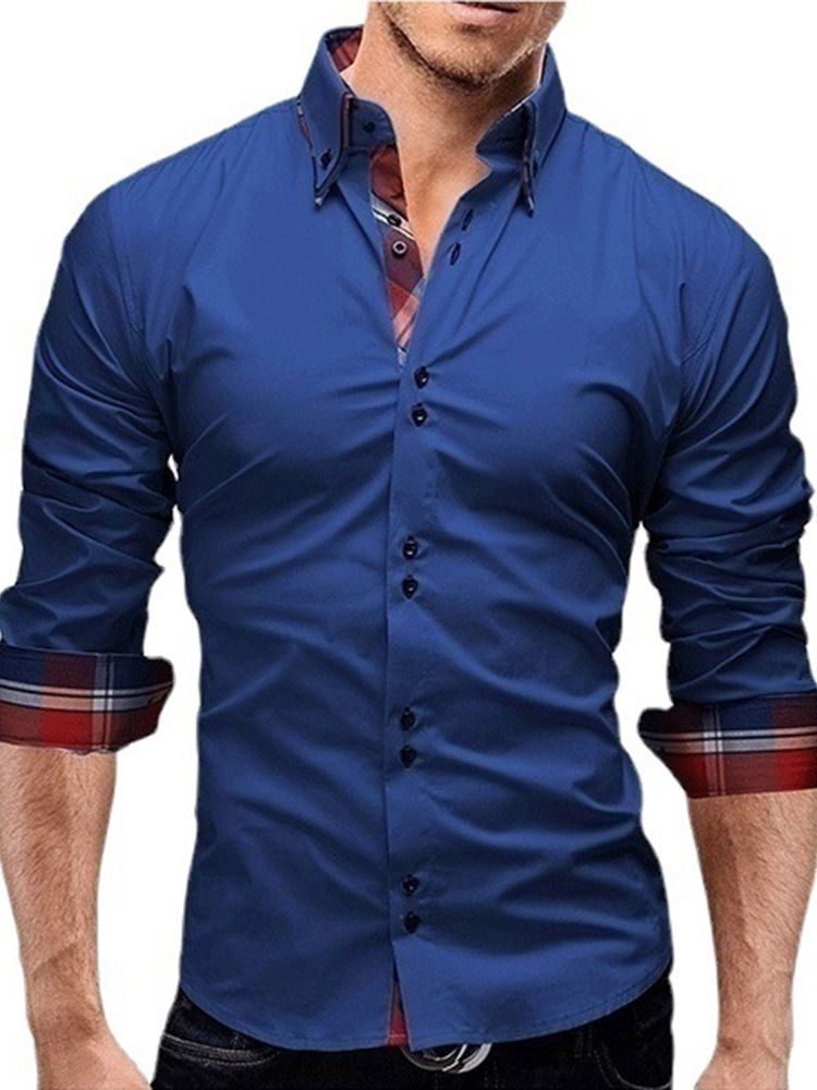 Chemise Slim Pour Hommes Avec Bouton À Revers Et Imprimé À Carreaux