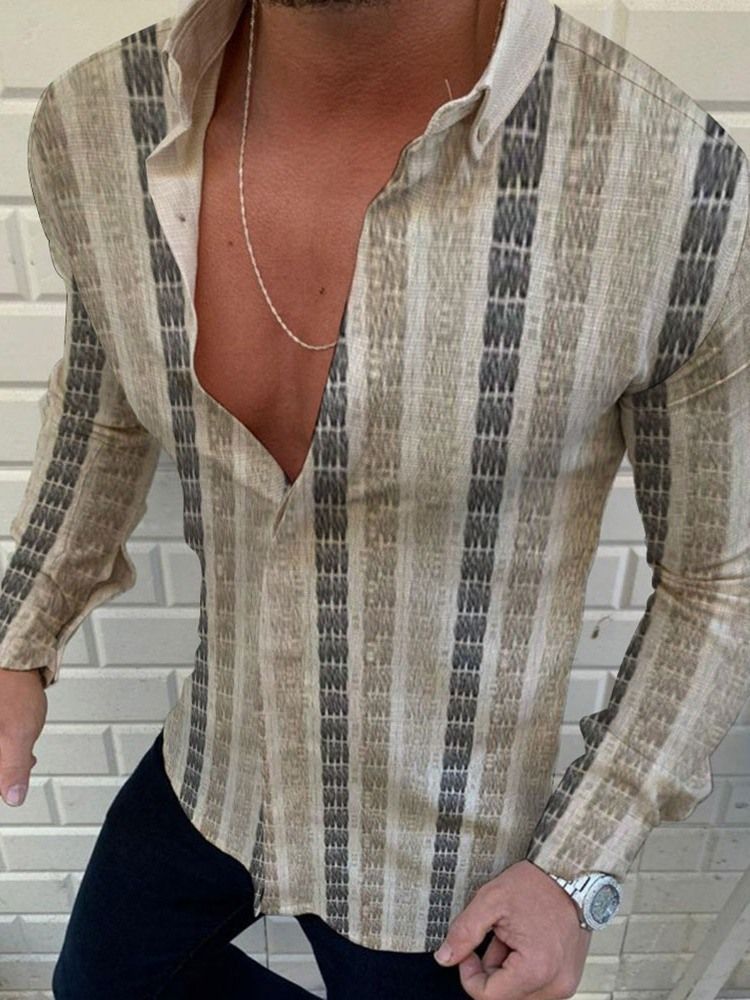 Chemise Slim Pour Hommes À Carreaux Et Revers