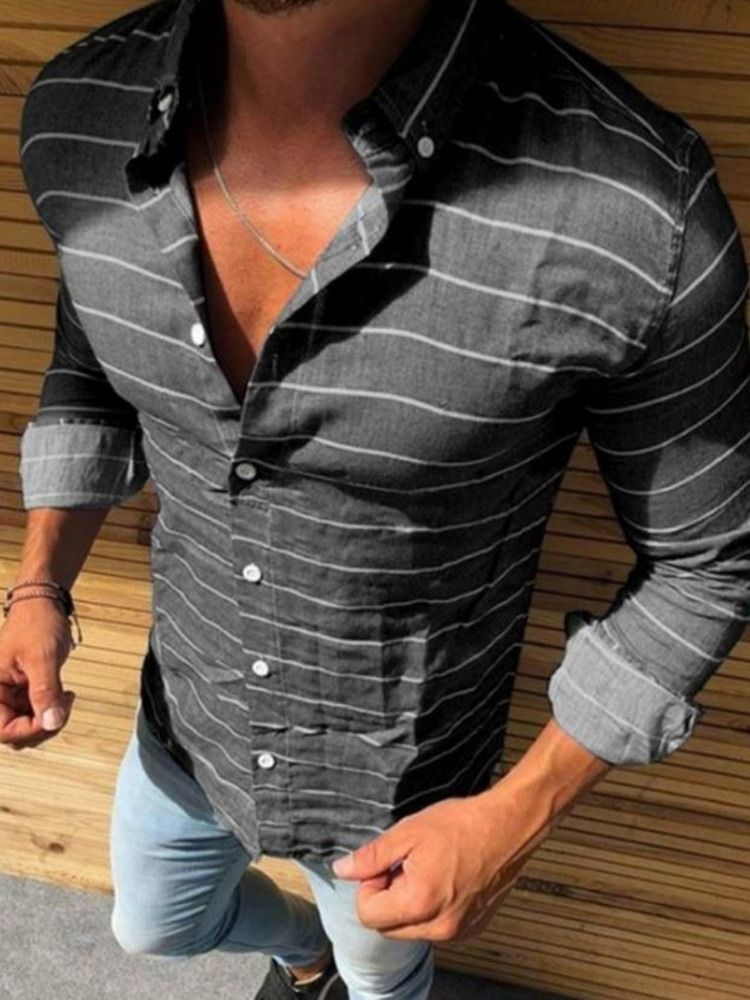 Chemise Slim À Rayures Décontractées Pour Hommes