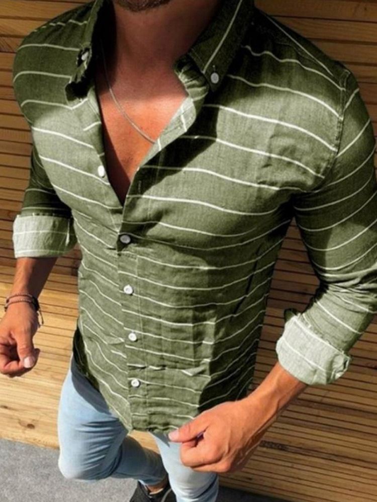 Chemise Slim À Rayures Décontractées Pour Hommes