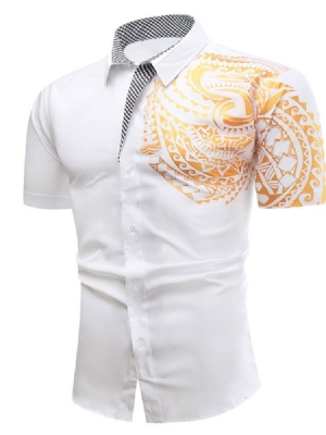 Chemise Slim À Revers Imprimé Ol Pour Hommes