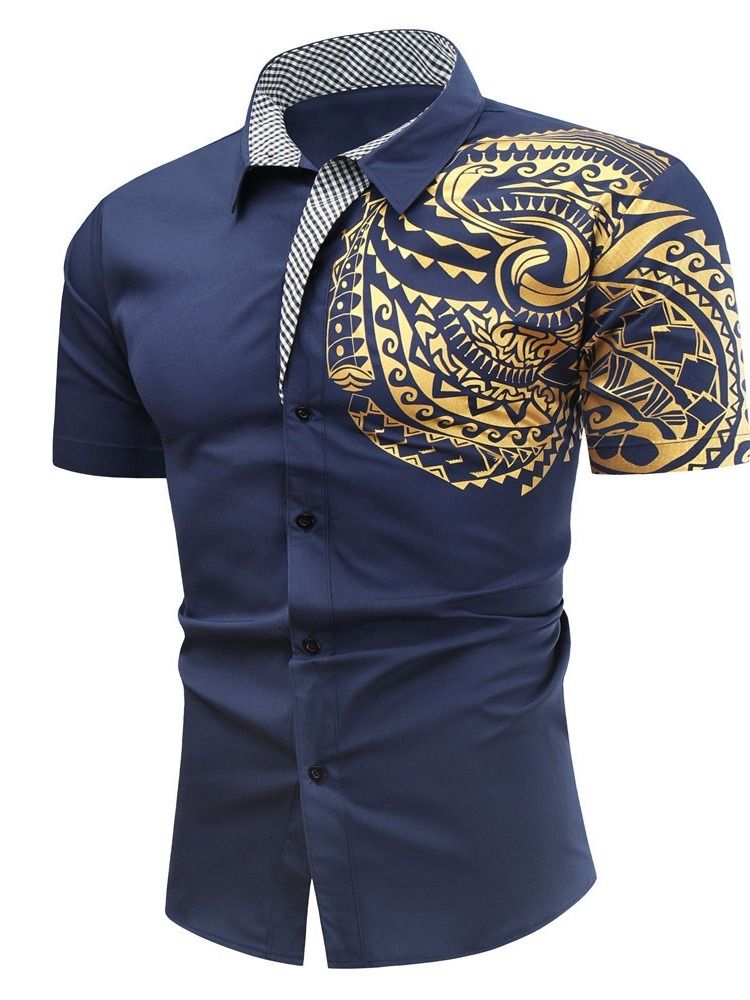 Chemise Slim À Revers Imprimé Ol Pour Hommes