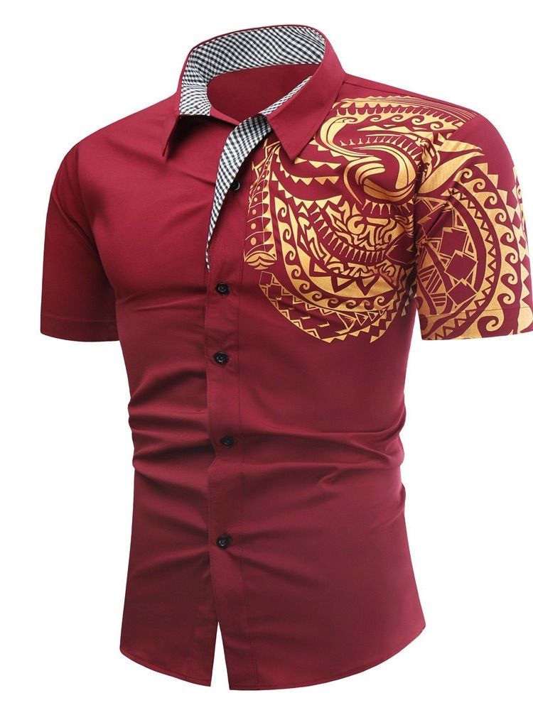 Chemise Slim À Revers Imprimé Ol Pour Hommes