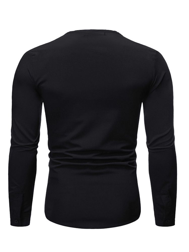 Chemise Slim Unie À Col En V Pour Hommes