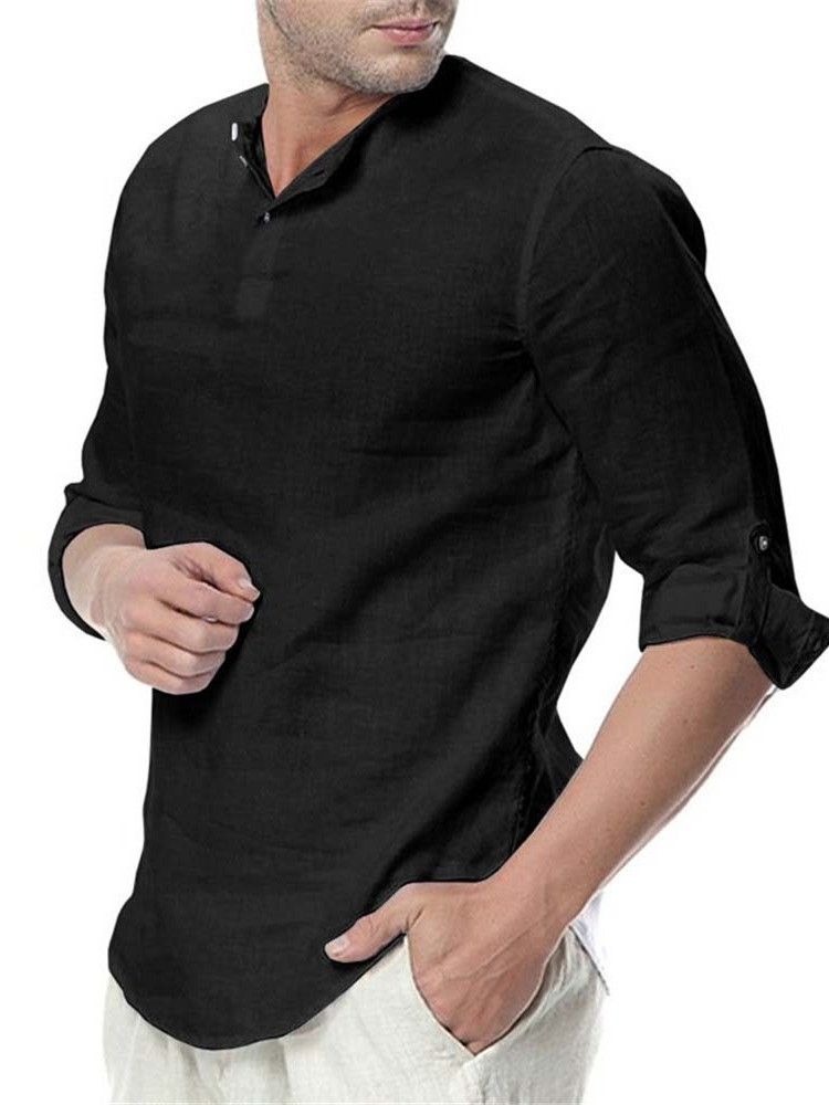 Chemise Slim Unie Décontractée Pour Hommes