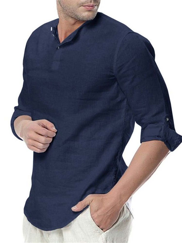 Chemise Slim Unie Décontractée Pour Hommes