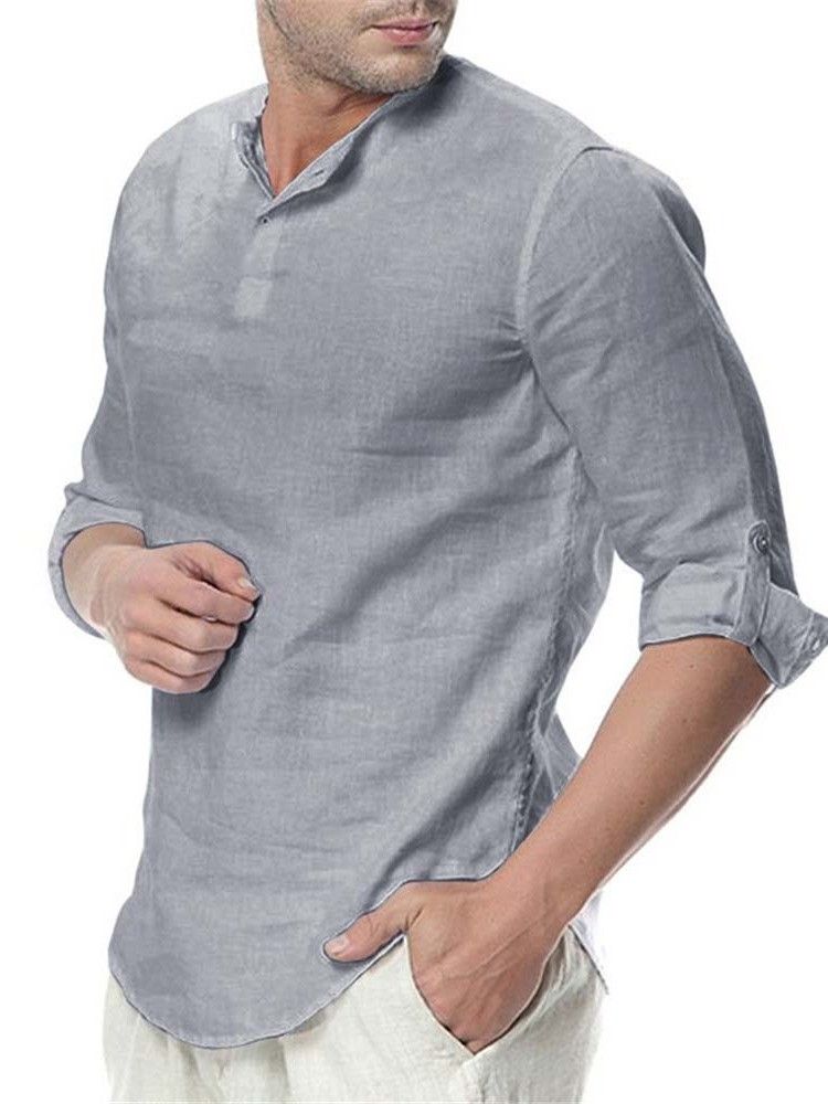 Chemise Slim Unie Décontractée Pour Hommes