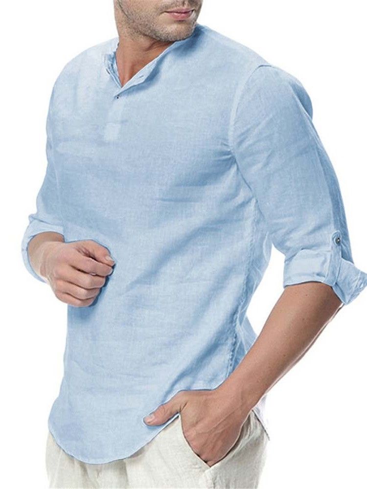 Chemise Slim Unie Décontractée Pour Hommes