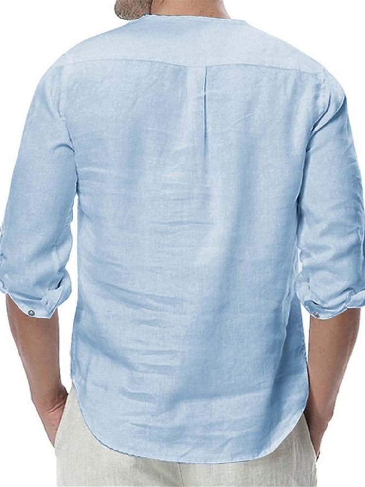 Chemise Slim Unie Décontractée Pour Hommes