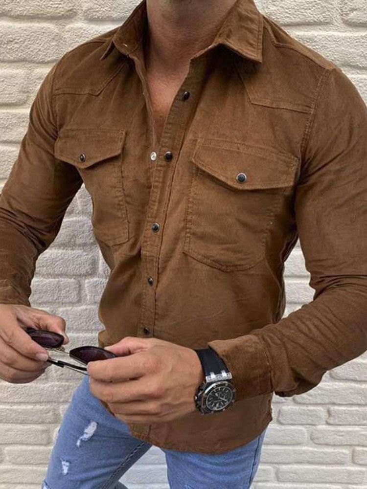 Chemise Unie À Boutonnage Simple Pour Hommes