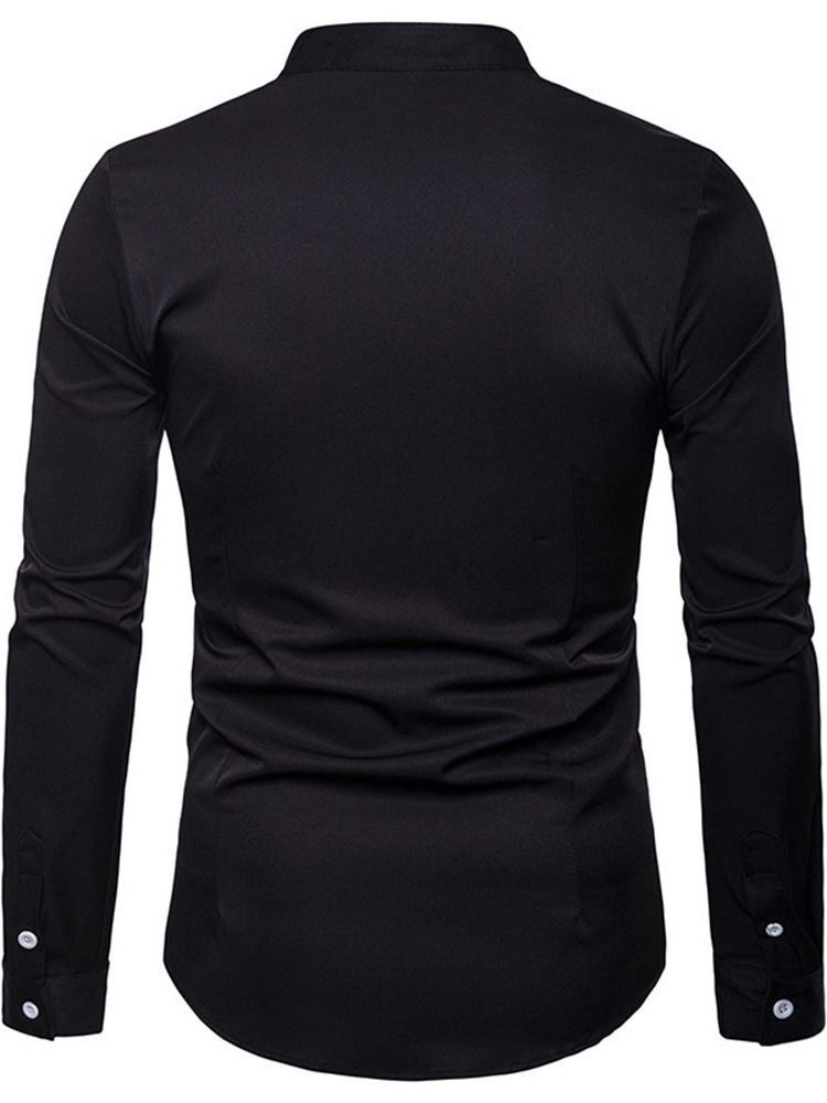 Ol Chemise Homme Simple Boutonnage Simple À Col Montant