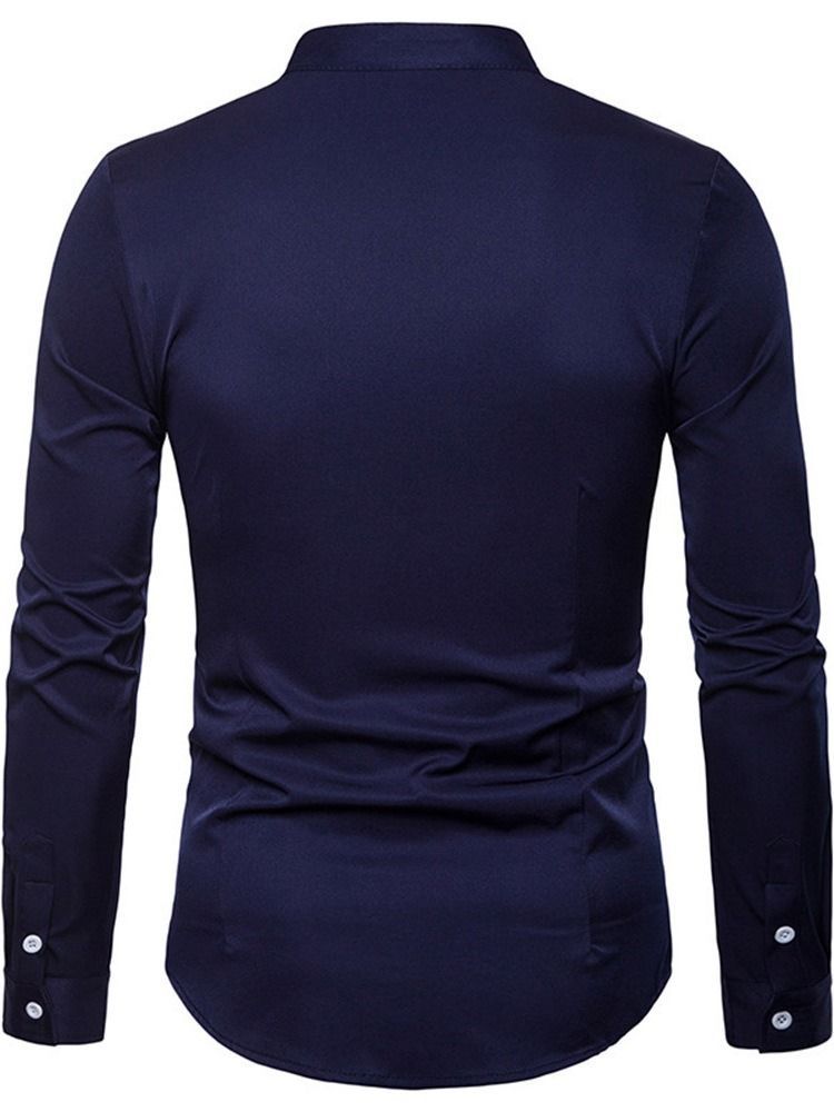 Ol Chemise Homme Simple Boutonnage Simple À Col Montant