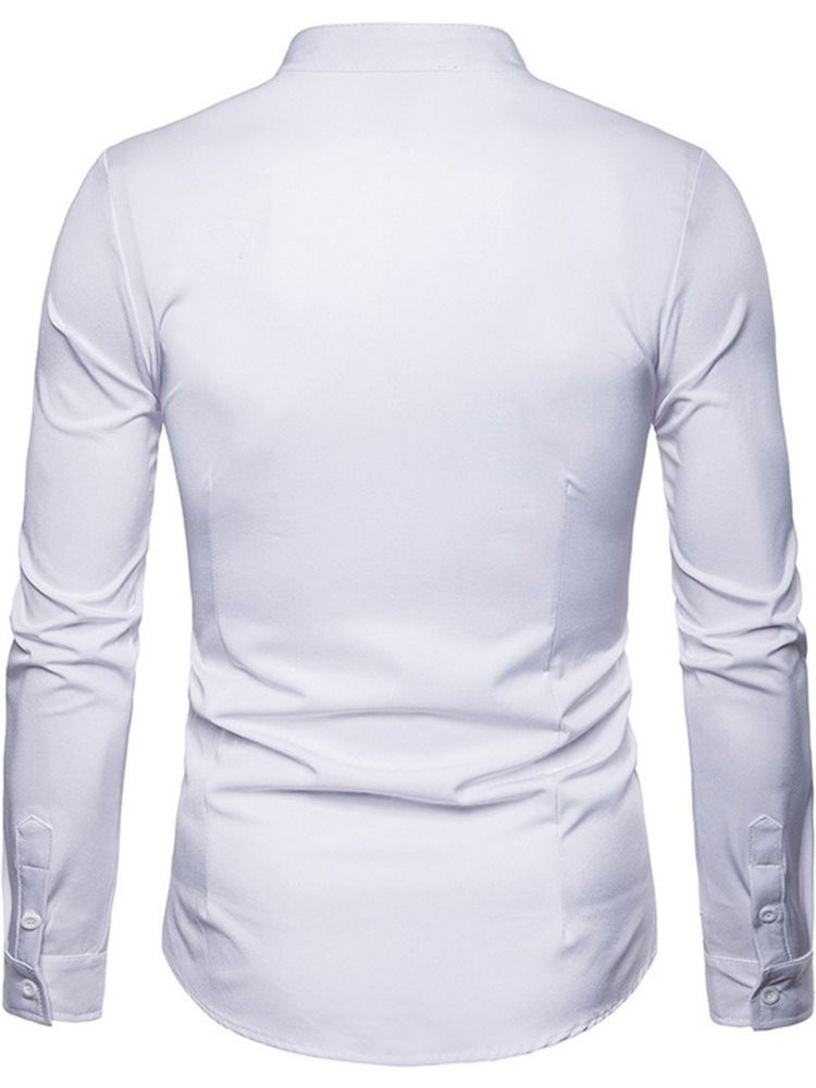 Ol Chemise Homme Simple Boutonnage Simple À Col Montant