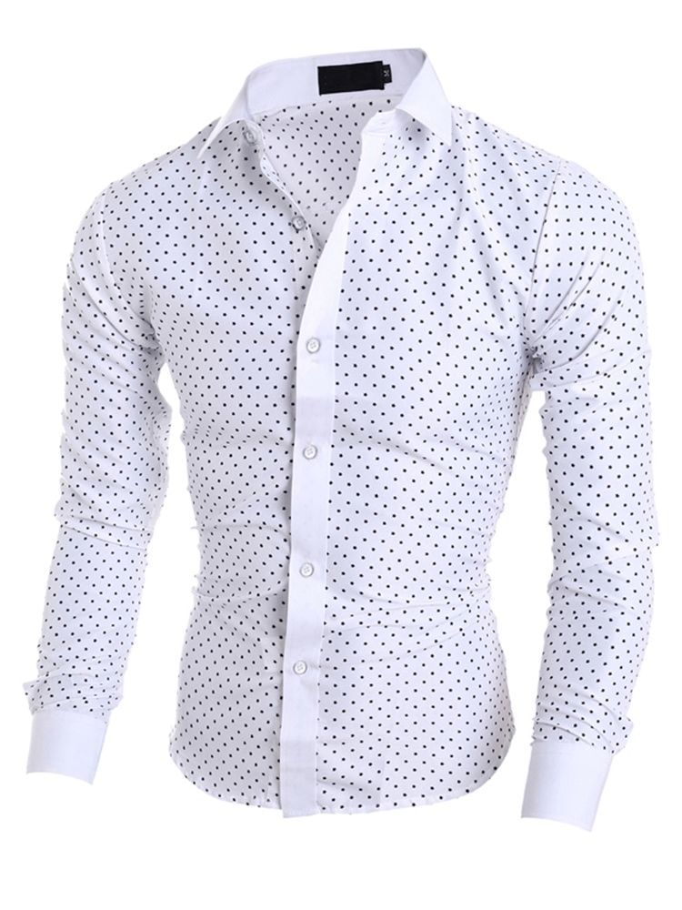 Vêtements Pour Hommes Chemise Ajustée À Revers Imprimé À Pois Et Étoiles