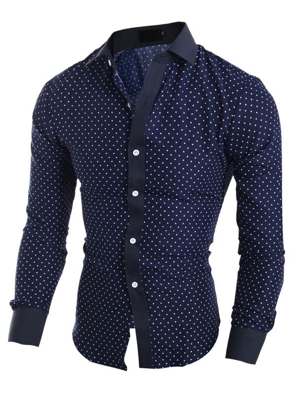 Vêtements Pour Hommes Chemise Ajustée À Revers Imprimé À Pois Et Étoiles