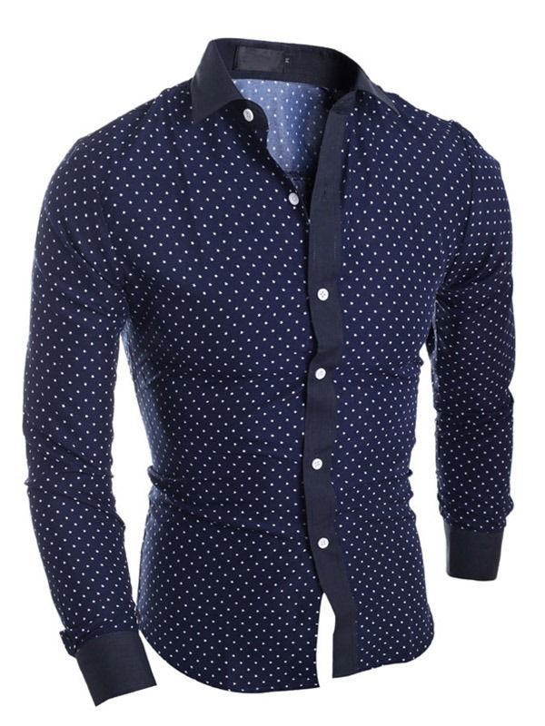 Vêtements Pour Hommes Chemise Ajustée À Revers Imprimé À Pois Et Étoiles