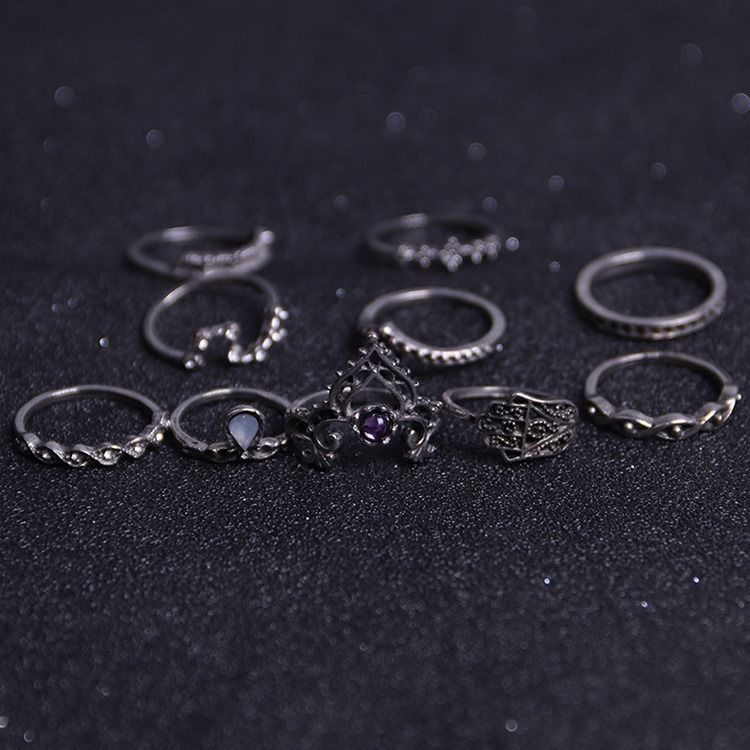 Bague 10 Pièces Couronne Tendance Pour Femme