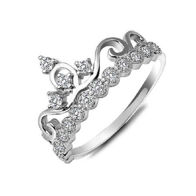 Bague En Argent Couronne Chic Avec Strass