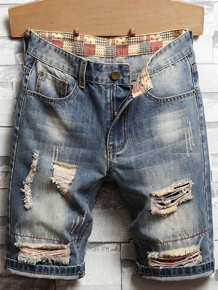 Jeans Pour Hommes À Fermeture Éclair Coréen À Gradient De Trou