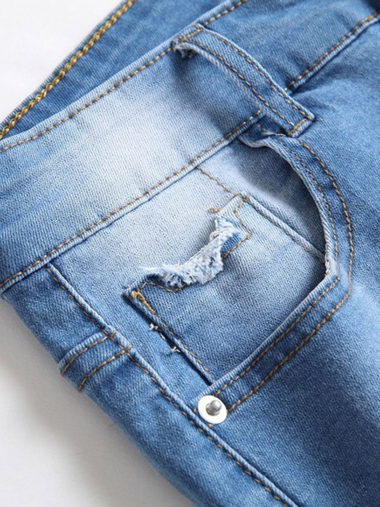 Jeans Pour Hommes À Fermeture Éclair À Patchwork Et Dégradé Droit