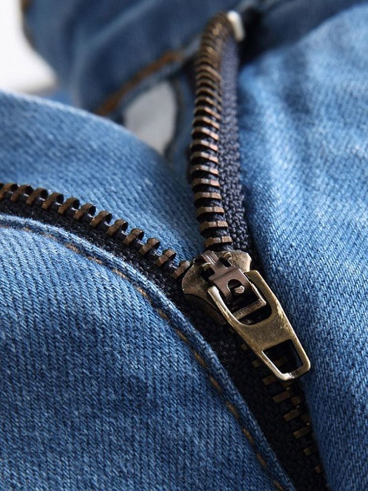 Jeans Pour Hommes À Fermeture Éclair À Patchwork Et Dégradé Droit