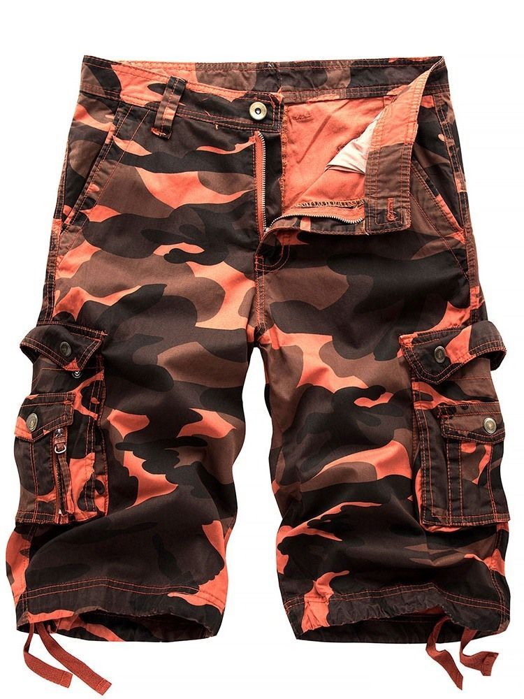 Pantalon Court Pour Hommes Avec Fermeture À Glissière Camouflage Droite