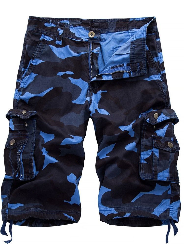 Pantalon Court Pour Hommes Avec Fermeture À Glissière Camouflage Droite