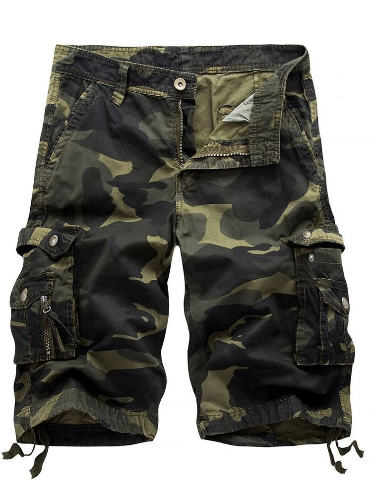 Pantalon Court Pour Hommes Avec Fermeture À Glissière Camouflage Droite