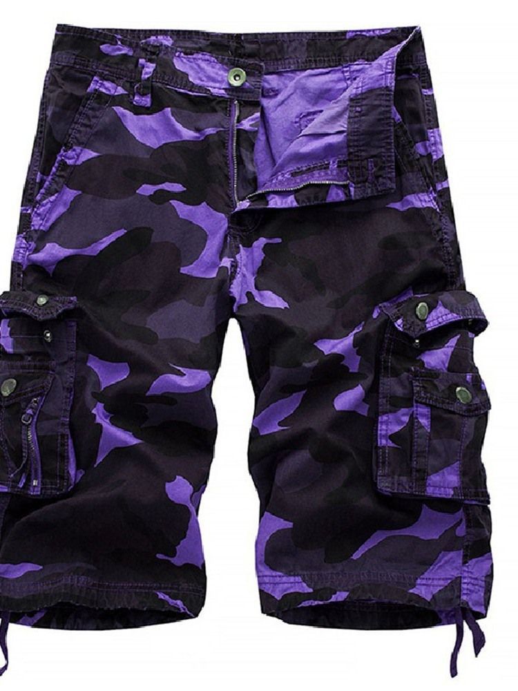 Pantalon Court Pour Hommes Avec Fermeture À Glissière Camouflage Droite