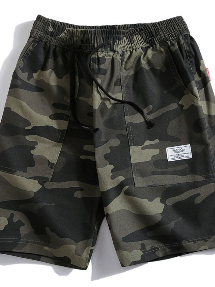 Short Camouflage Droit Décontracté À Lacets Pour Homme