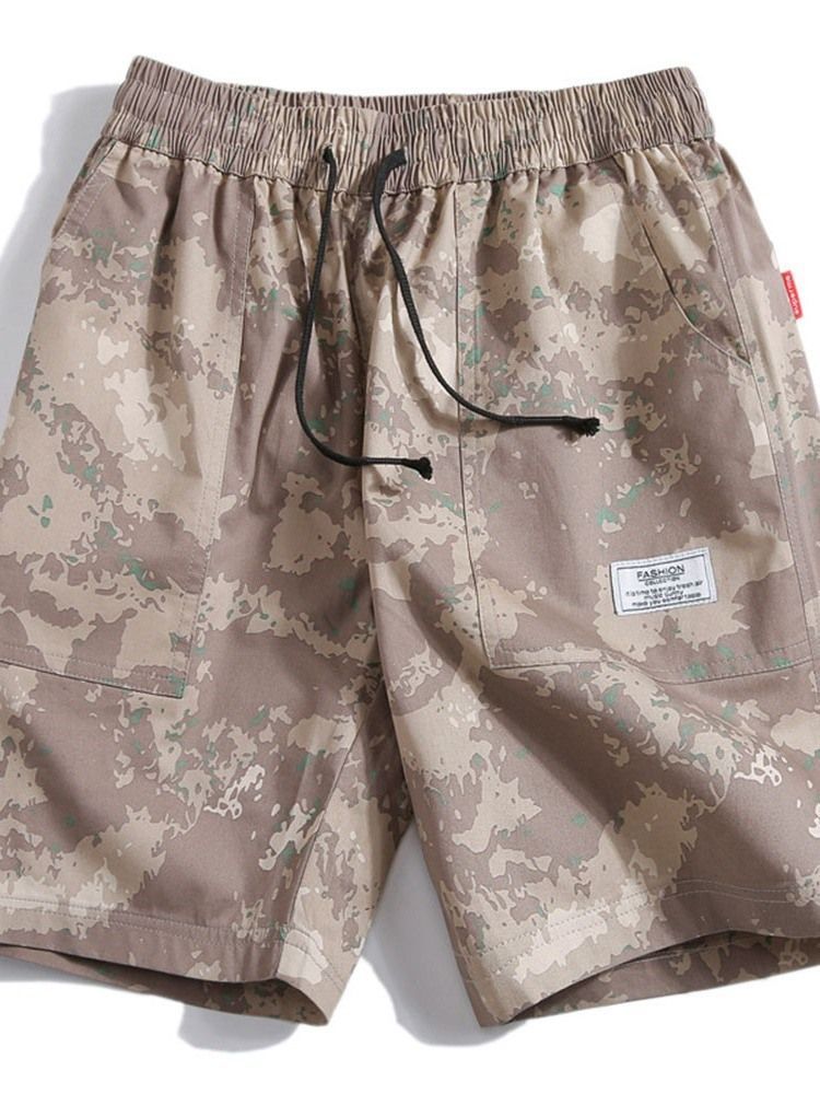 Short Camouflage Droit Décontracté À Lacets Pour Homme