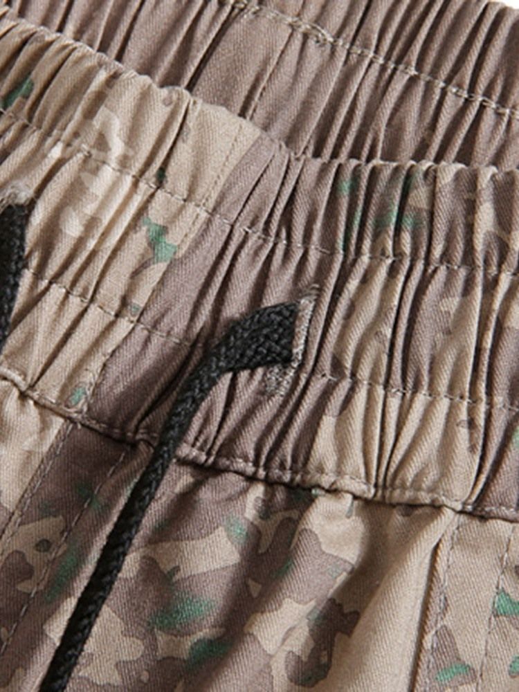 Short Camouflage Droit Décontracté À Lacets Pour Homme