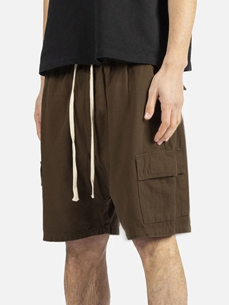 Short Décontracté À Lacets Et Poche Unie Pour Hommes