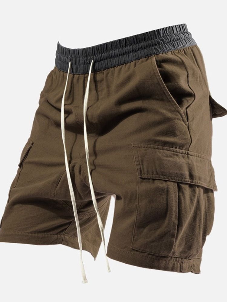 Short Décontracté À Lacets Et Poche Unie Pour Hommes