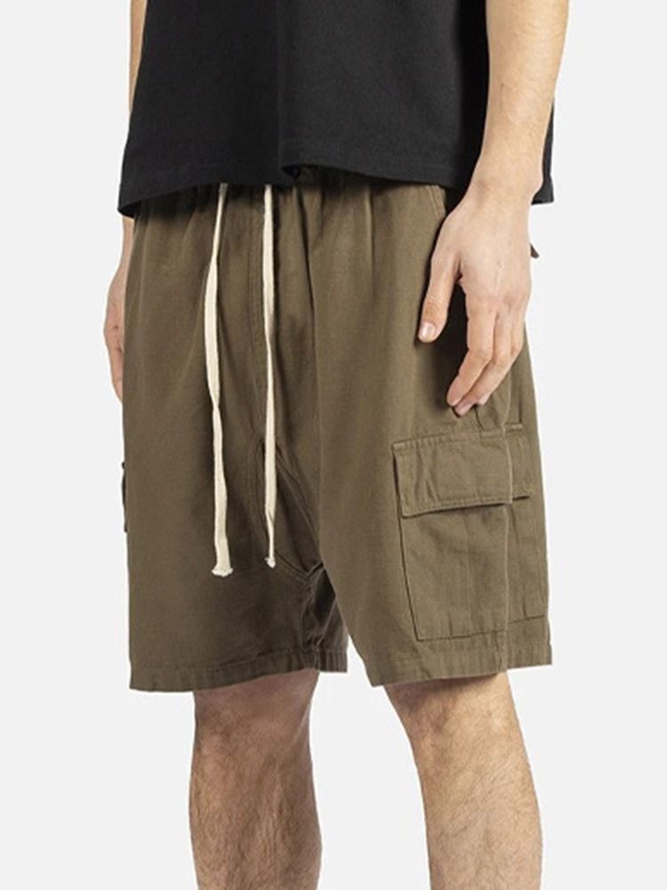 Short Décontracté À Lacets Et Poche Unie Pour Hommes